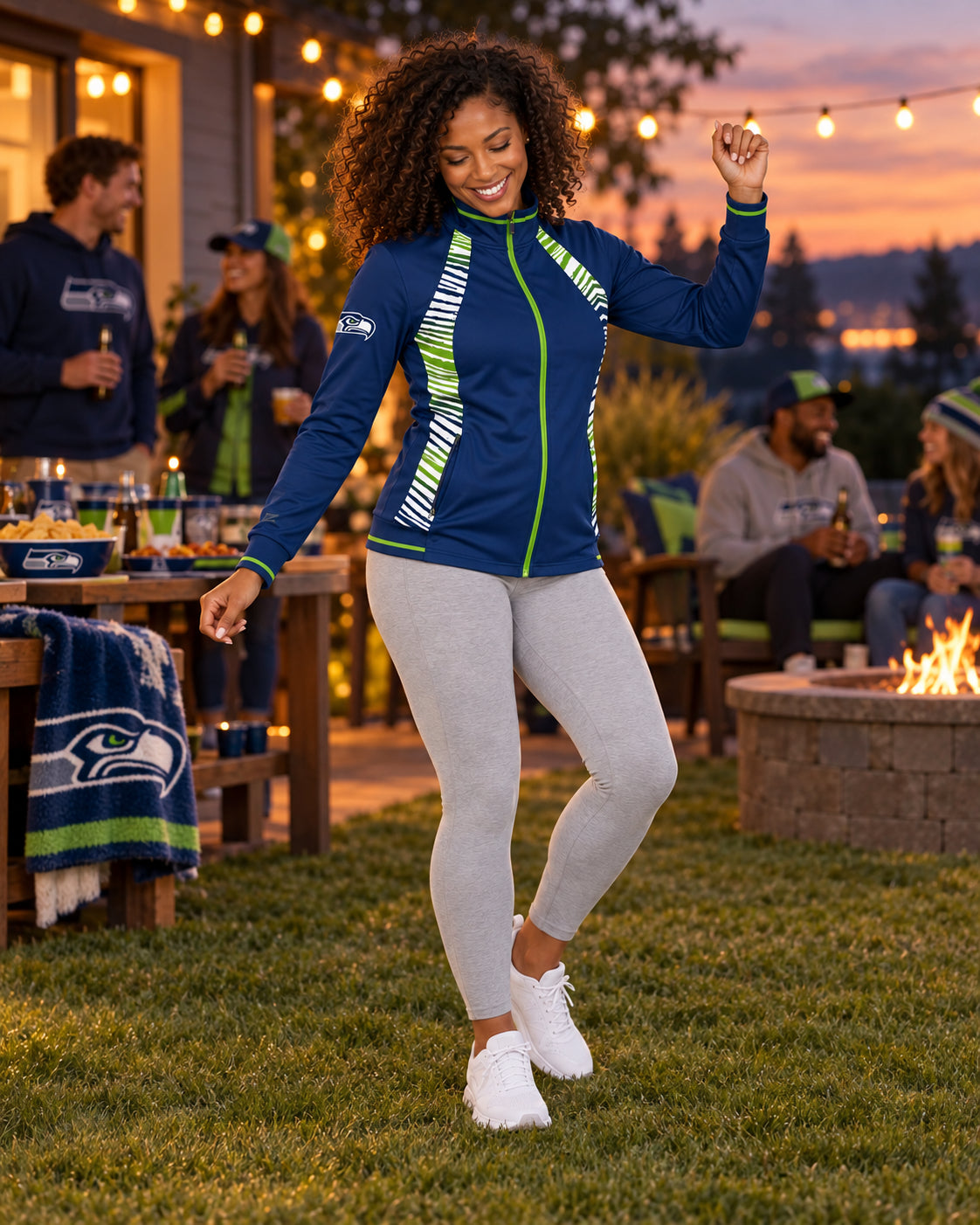 Zubaz NFL Seattle Seahawks Women's Zebra Ombre Elevated Mock Track Full-Zip Top