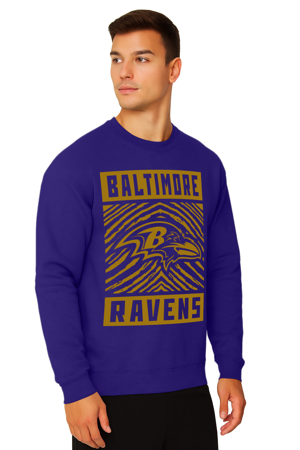 Zubaz NFL Baltimore Ravens Men's Gridiron Crewneck