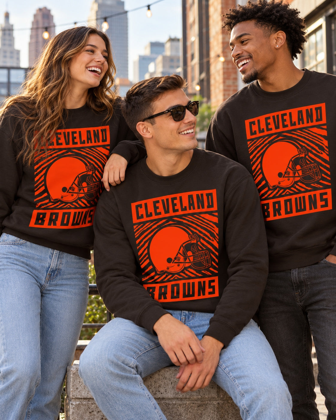 Zubaz NFL Cleveland Browns Men's Gridiron Crewneck
