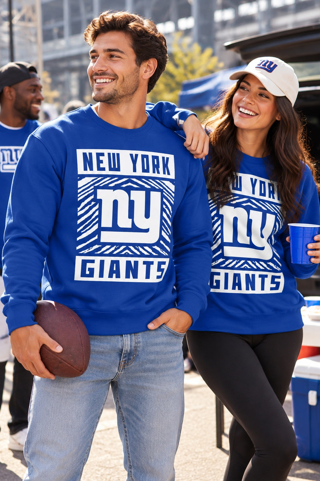 Zubaz NFL New York Giants Men's Gridiron Crewneck