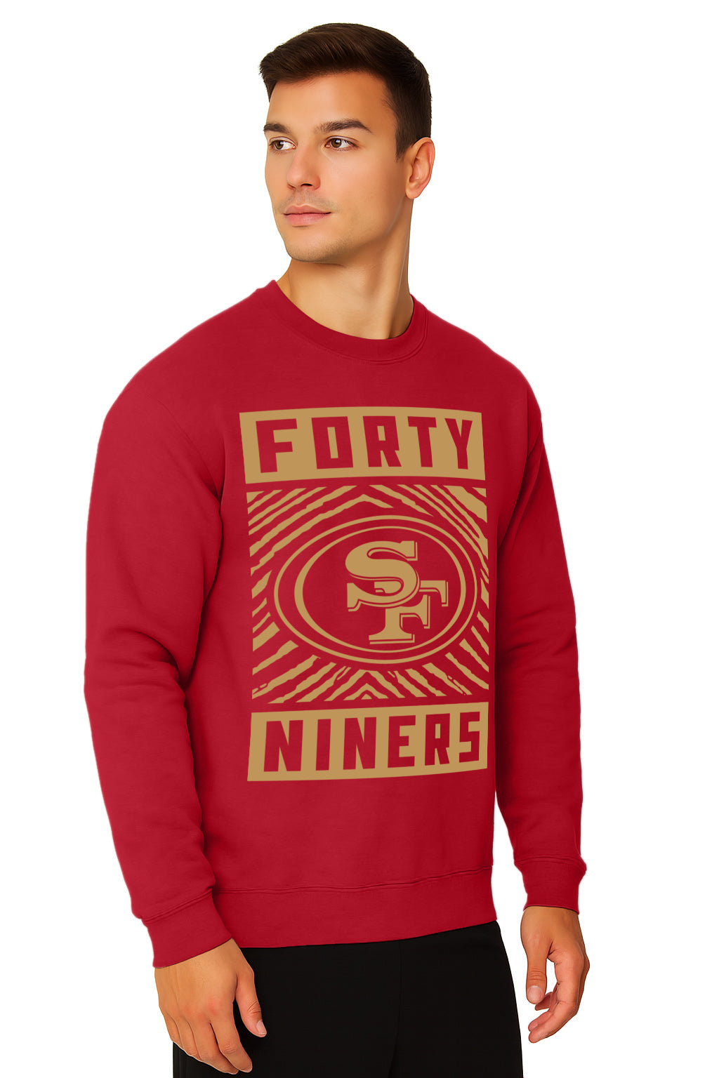 Zubaz NFL San Francisco 49ers Men's Gridiron Crewneck