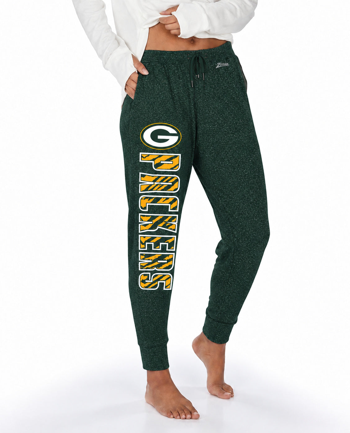 Zubaz NFL Green Bay Packers Women's Team Color Upright Marled Soft Joggers