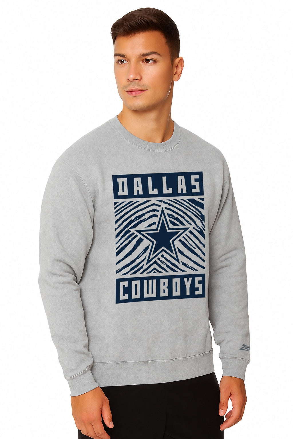 Zubaz NFL Dallas Cowboys Men's Gridiron Zebra 2 Color Heather Gray Cre