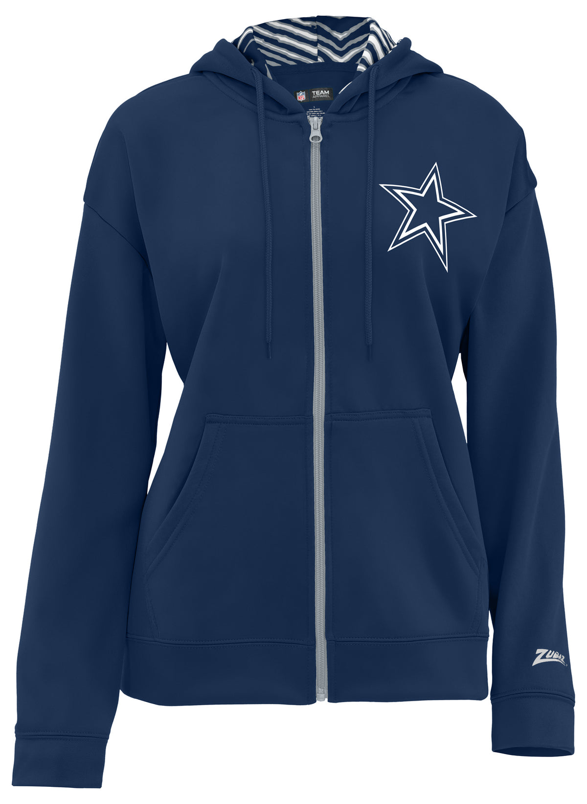 Zubaz NFL Women's 3 Color Zebra Liner Full Zip Hoodie, Dallas Cowboys - view 1