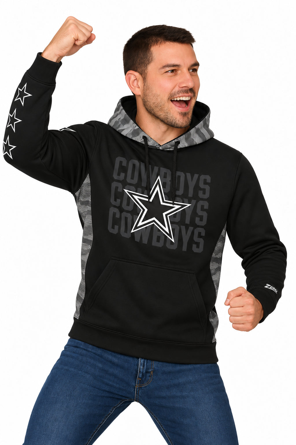Zubaz NFL Dallas Cowboys Men's Tonal Camo Line Back-Panel Hoodie