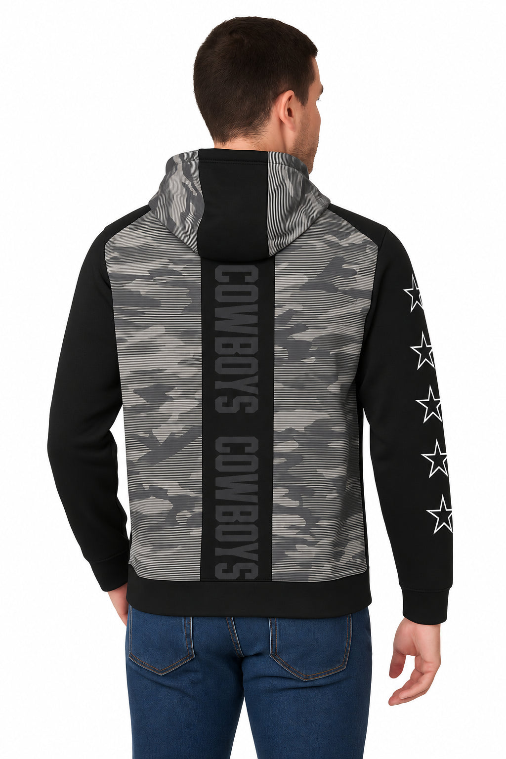 Zubaz NFL Dallas Cowboys Men's Tonal Camo Line Back-Panel Hoodie