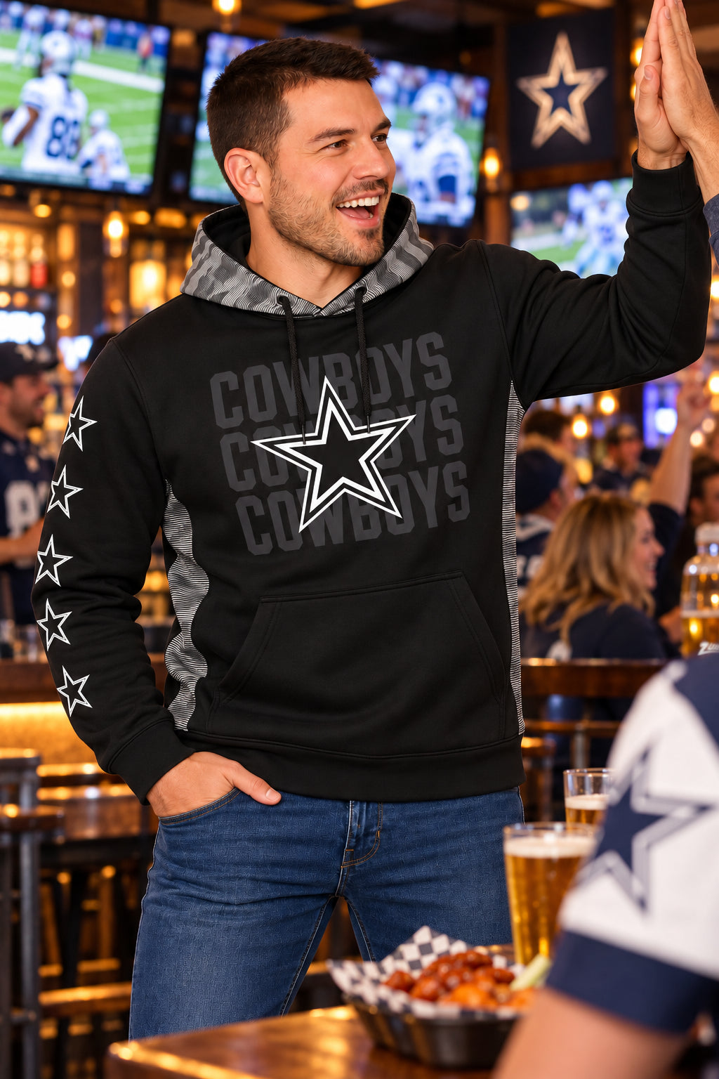 Zubaz NFL Dallas Cowboys Men's Tonal Camo Line Back-Panel Hoodie