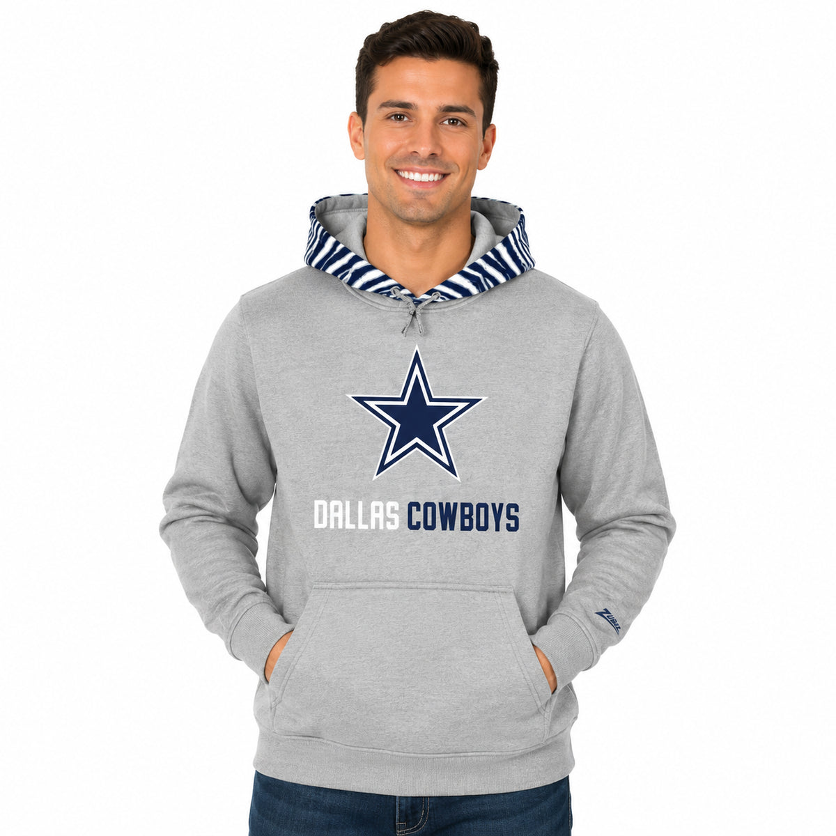 Zubaz NFL Dallas Cowboys Men's Gray 3 Color Zebra-Hood Hoodie - view 2