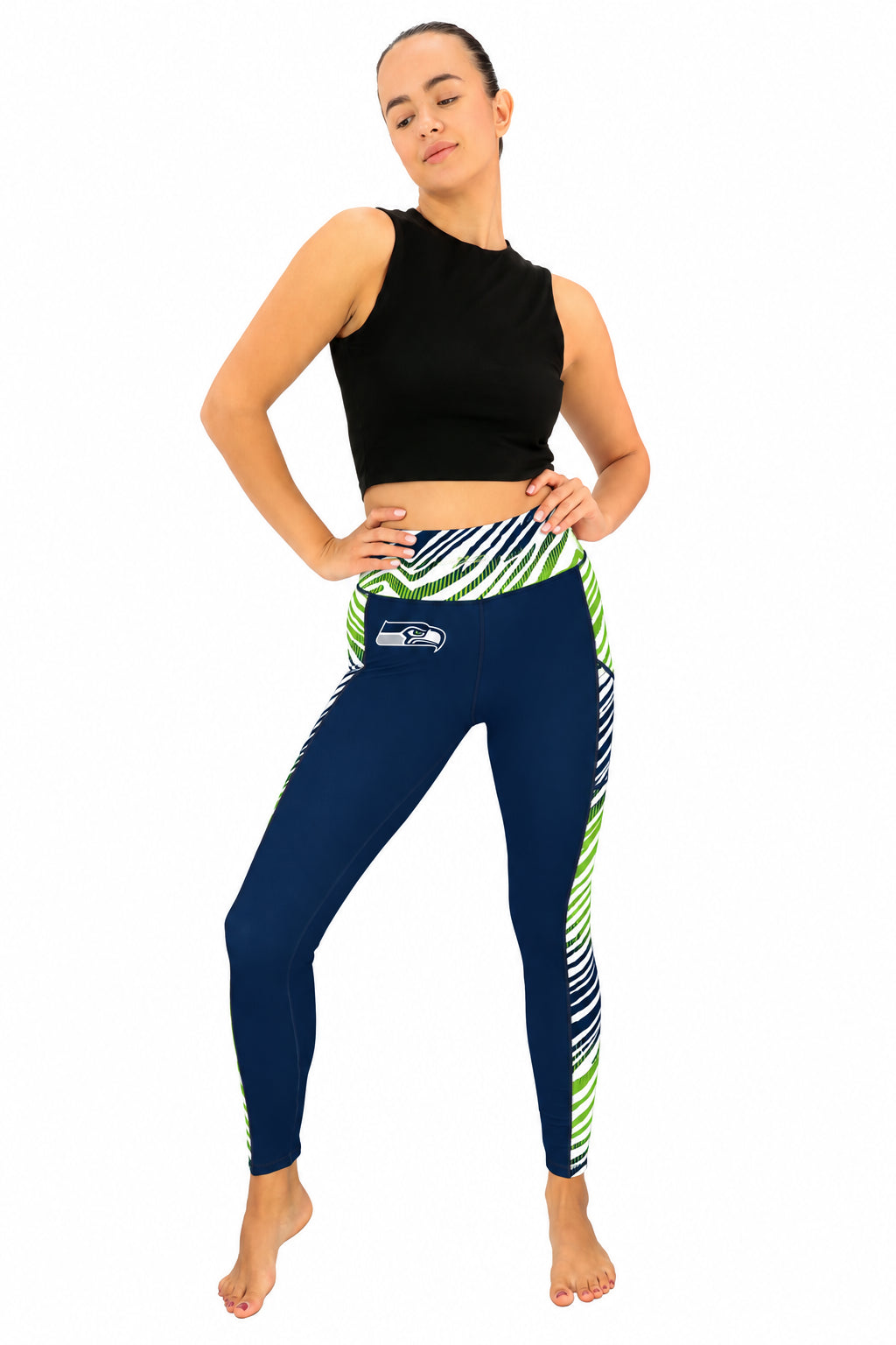 Zubaz NFL Women's Elevated Zebra Ombre Leggings, Seattle Seahawks