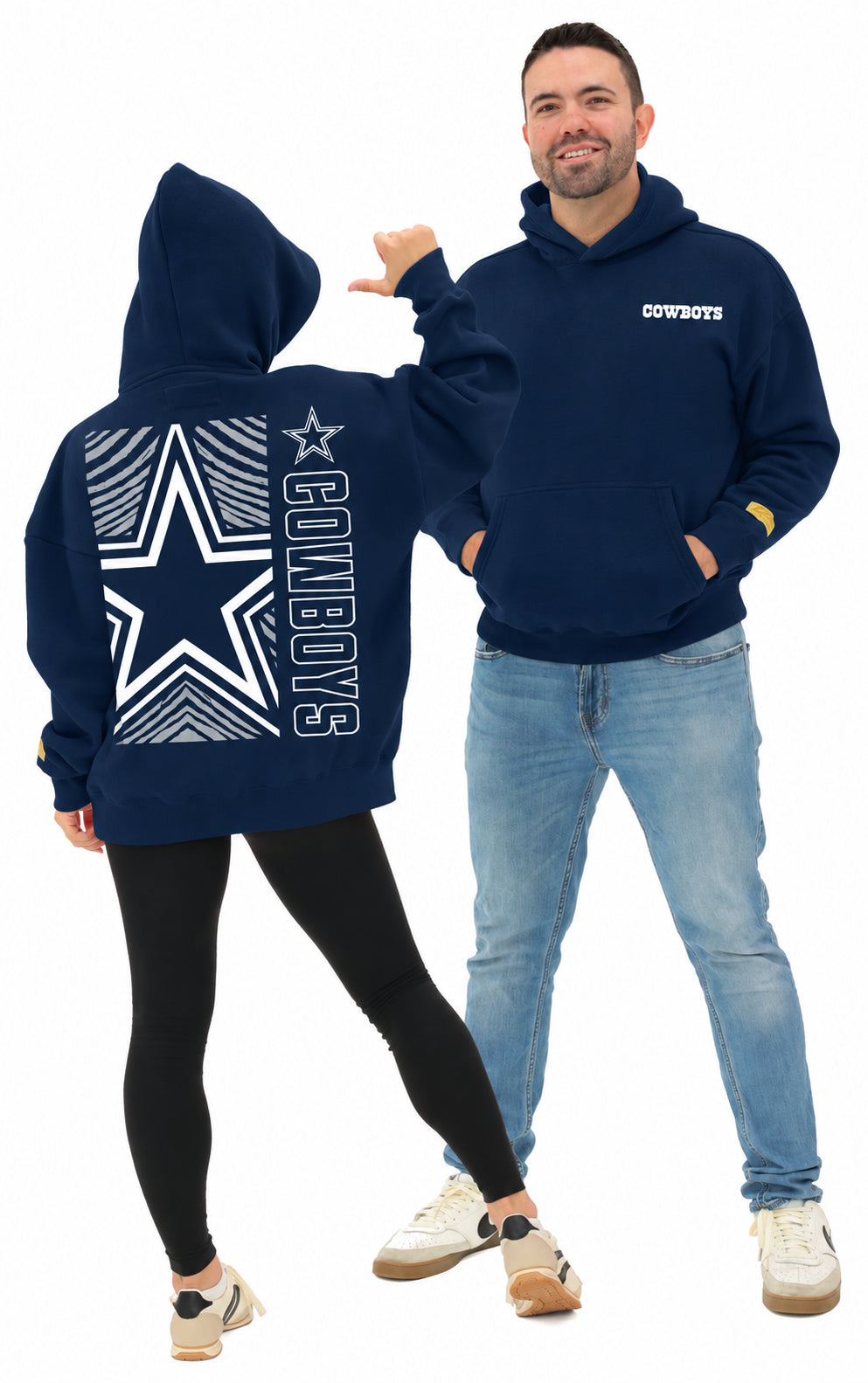 Zubaz NFL Dallas Cowboys Unisex 2 Color Zebra 90s Vintage MVP Drop Shoulder Hoodie