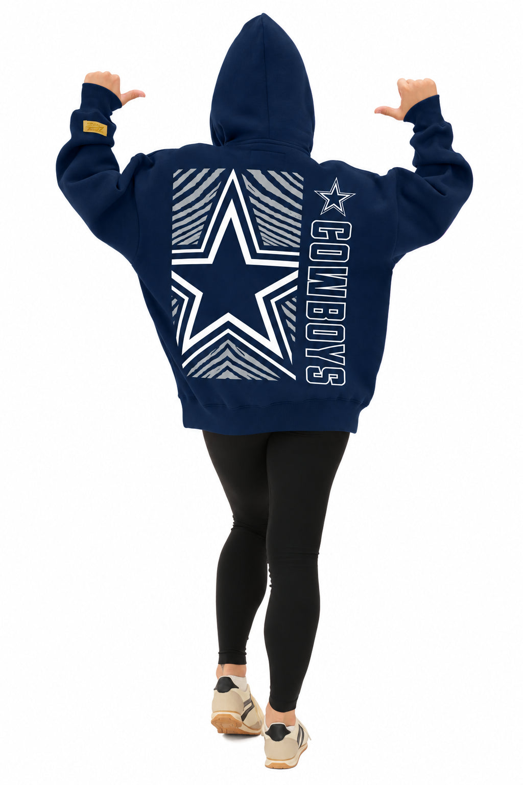 Zubaz NFL Dallas Cowboys Unisex 2 Color Zebra 90s Vintage MVP Drop Shoulder Hoodie
