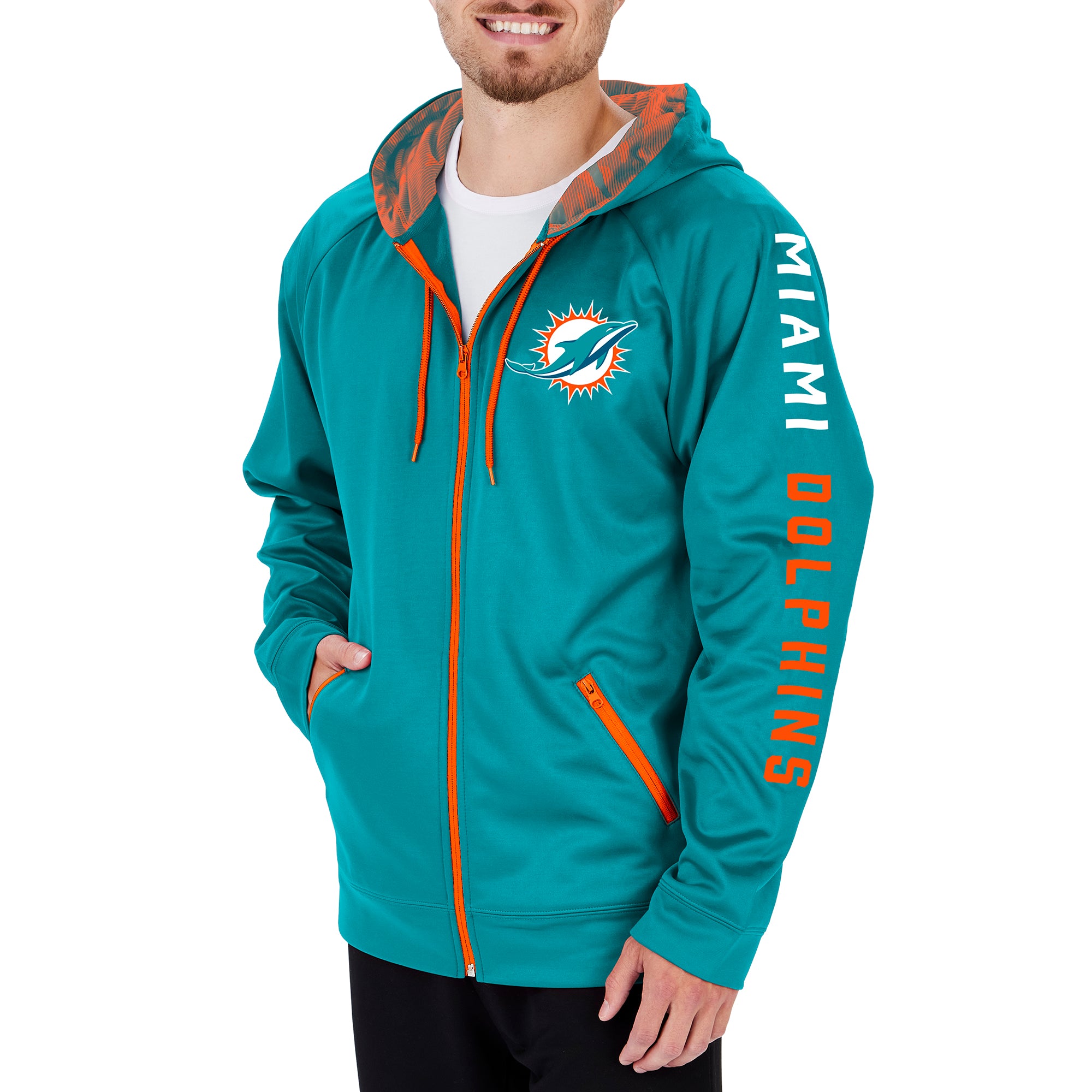 Zubaz Men's NFL Miami Dolphins Full Zip Camo Hoodie