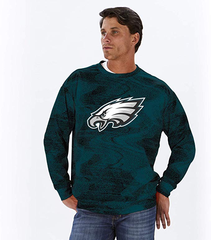 Officially Licensed NFL Men s Crew Neck Sweatshirt by Zubaz Eagles