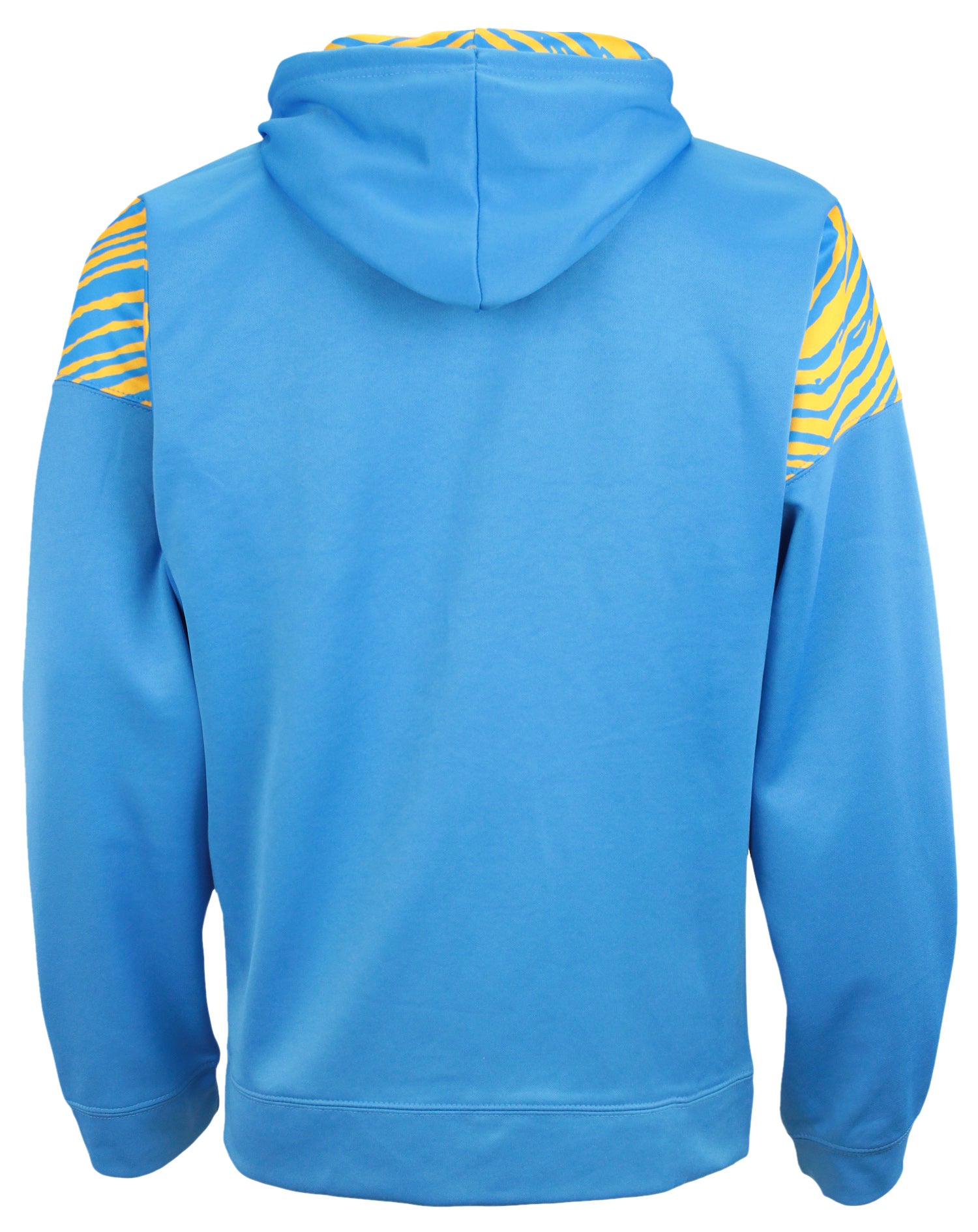 Zubaz NFL MEN'S Los Angeles Chargers Solid Team Color Full Zip Hooded Fleece Poly Sweater With 2-Color Zebra Accent