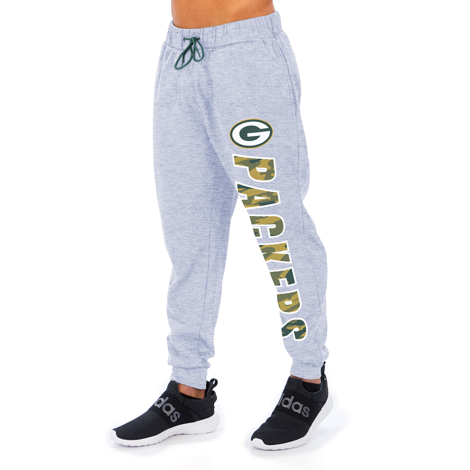 Zubaz Men's NFL Green Bay Packers Heather Gray Jogger with Camo Lines Graphic