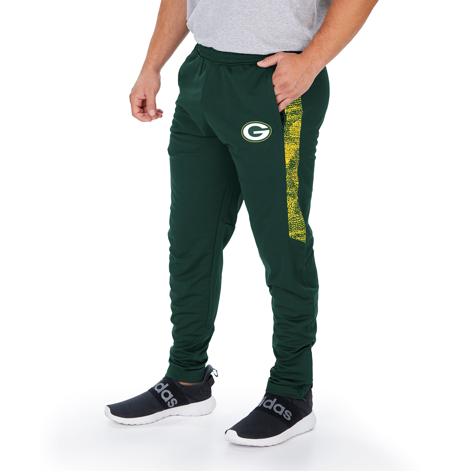 Zubaz NFL Men's Green Bay Packers Track Pant with Static Half Side Panels