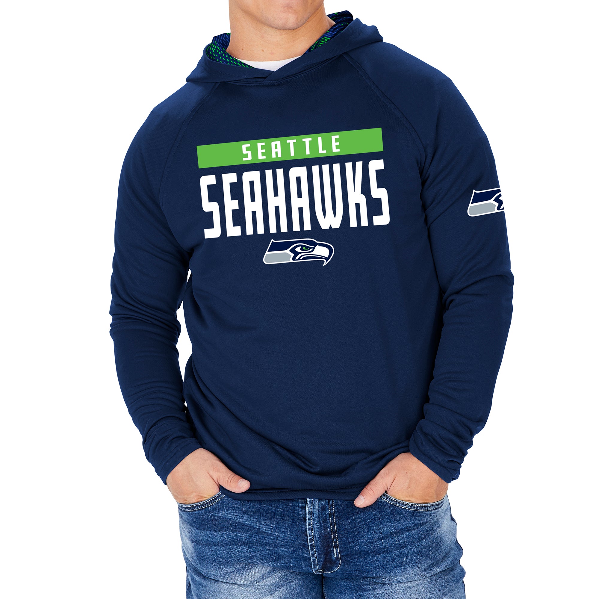 Zubaz NFL Men's Seattle Seahawks Team Color Hoodie W/ Viper Print Hood Liner