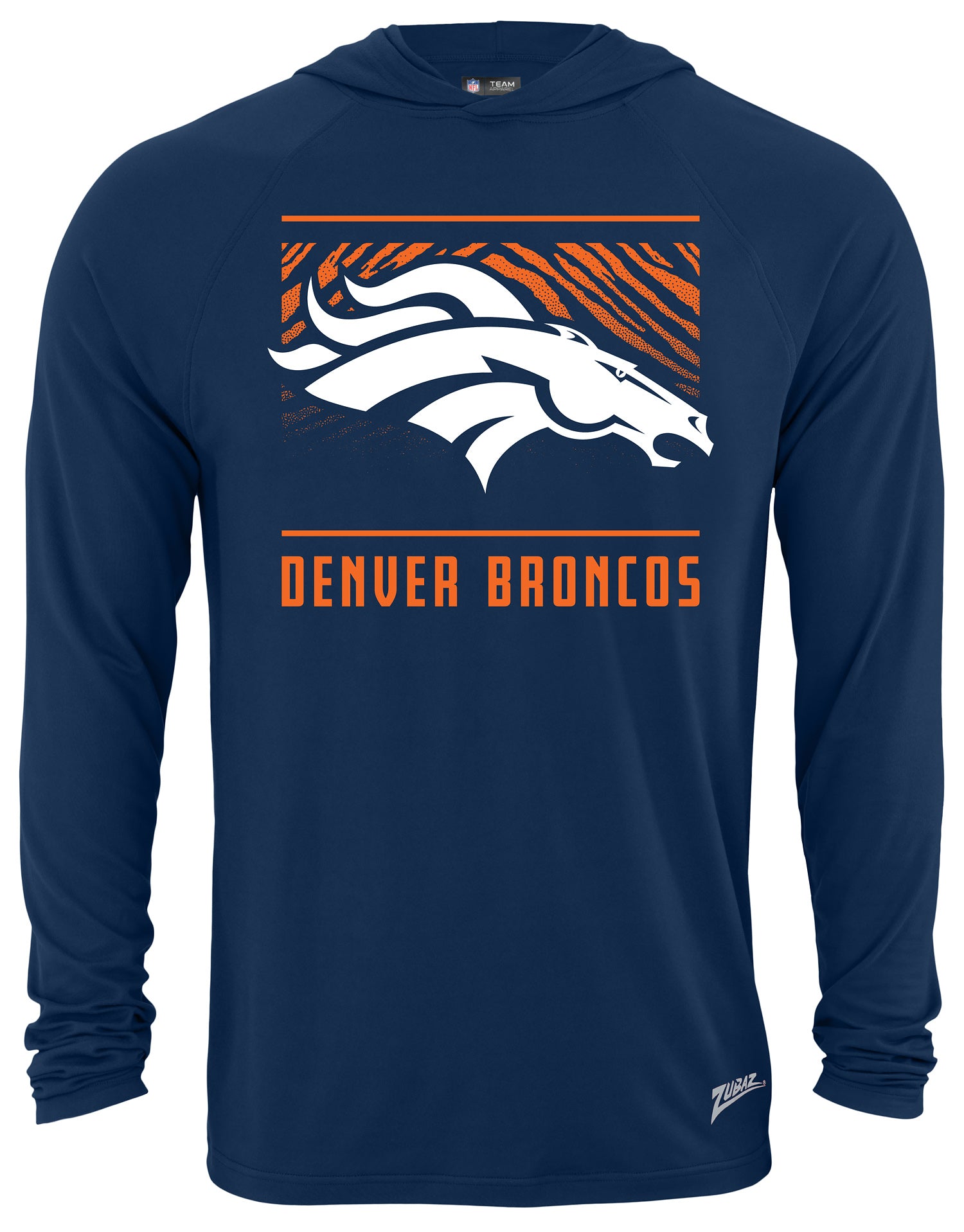 Zubaz NFL Men's Light Weight Team Color Hoodie, Alternate Tunnel Logo, Denver Broncos - Official NFL Broncos Zubaz Apparel (1