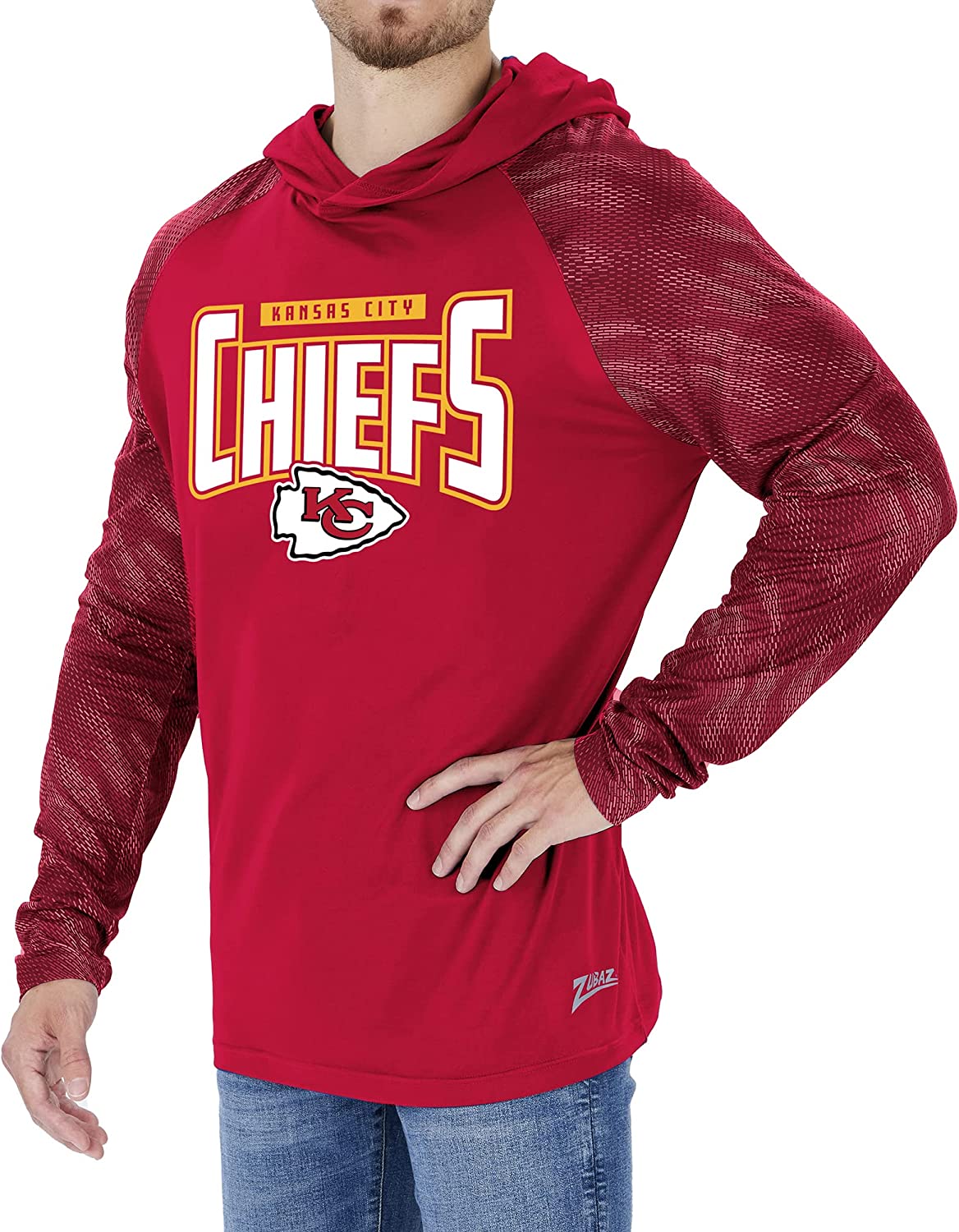 Zubaz Kansas City Chiefs NFL Men's Team Color Hoodie with Tonal Viper Sleeves