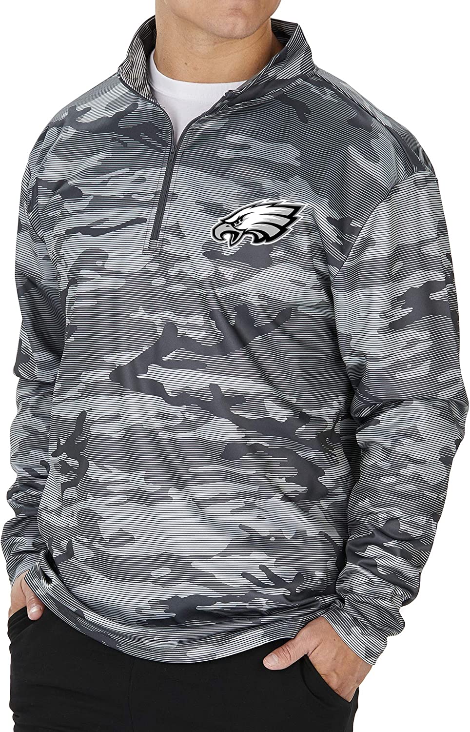 Zubaz Philadelphia Eagles NFL Men s Grey Tonal Camo 1 4 Zip Pullover