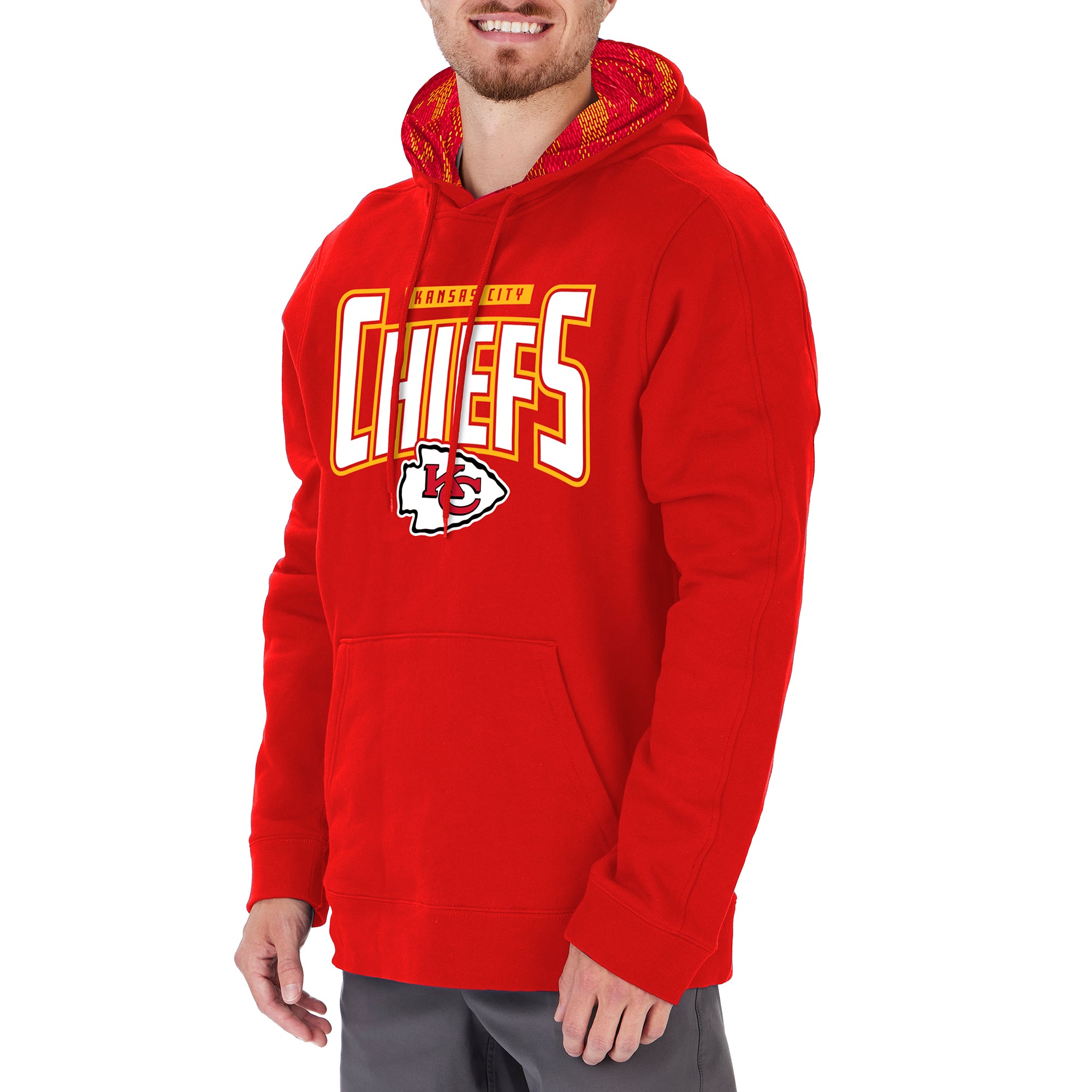 Zubaz NFL Men's Kansas City Chiefs Team Color Hoodie W/ Viper Print Hood Liner