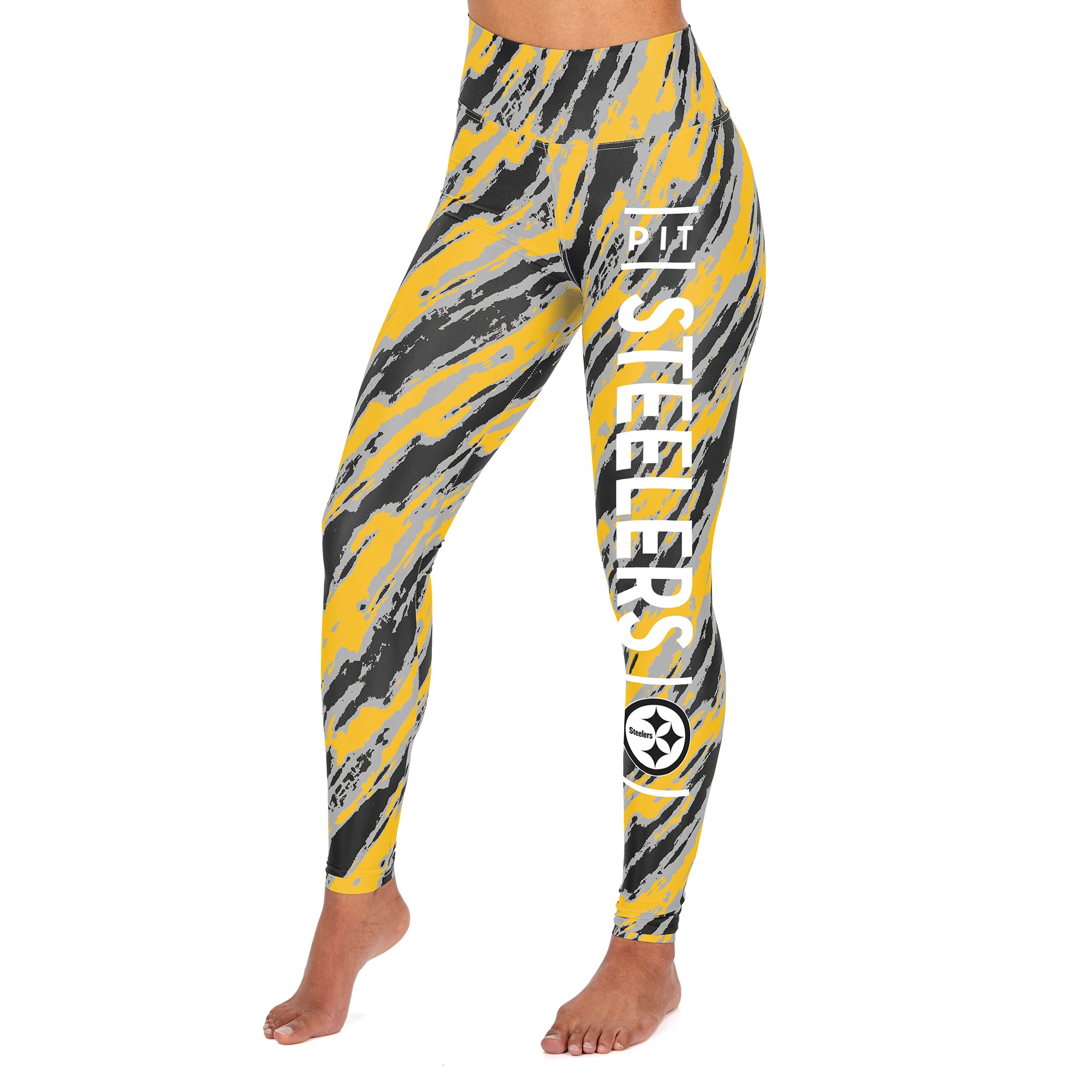 Zubaz NFL Women's Pittsburgh Steelers Diagonal Streak Leggings - Official NFL Steelers Zubaz Apparel (1 of 2)