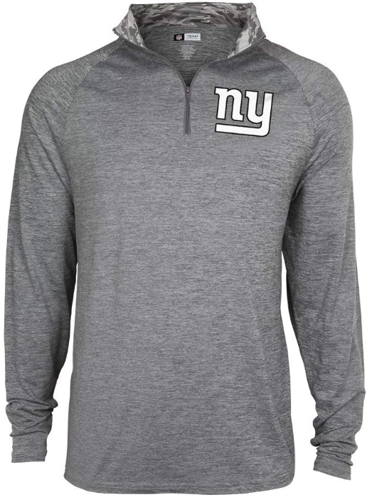 Zubaz NFL Football Men's New York Giants Tonal Gray Quarter Zip Sweatshirt