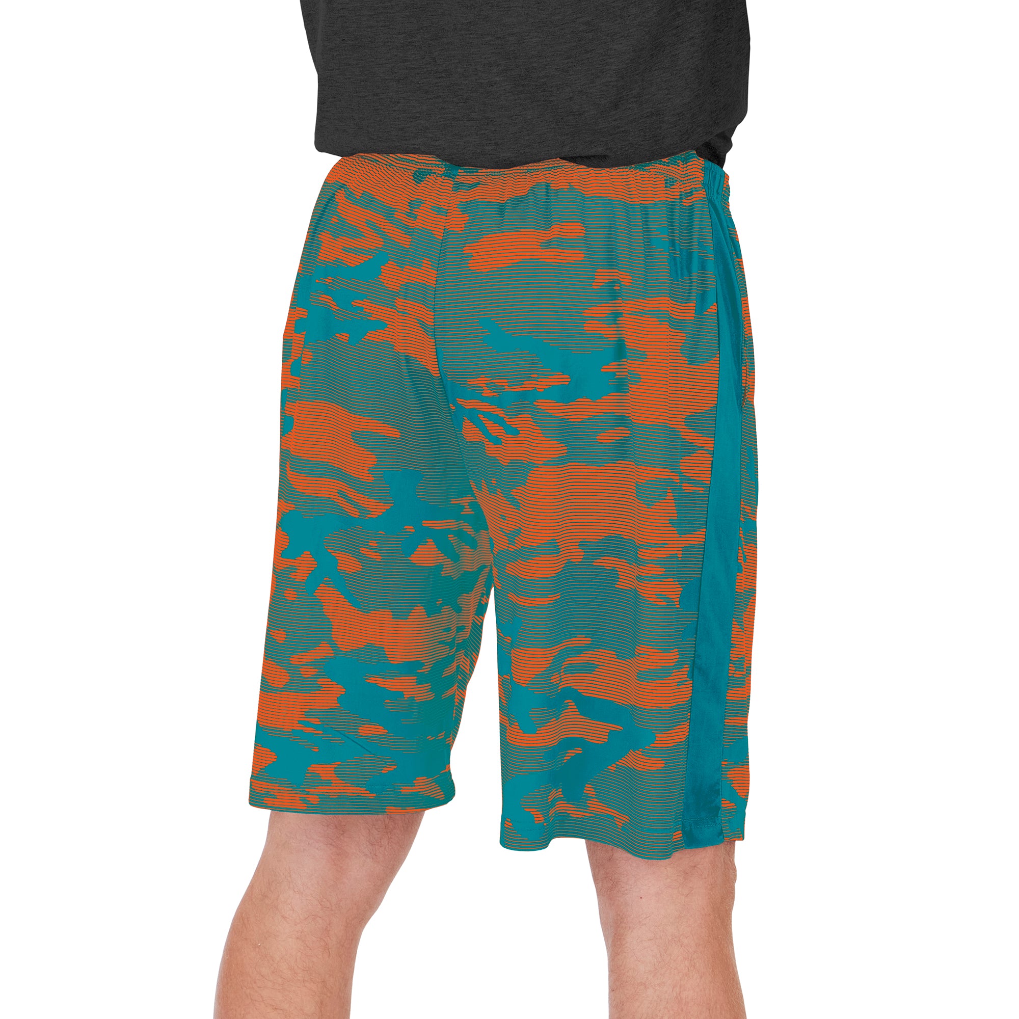 Zubaz Men's NFL Miami Dolphins Lightweight Camo Lines Shorts with Logo