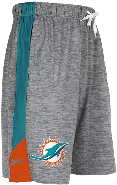 Zubaz NFL Football Men's Miami Dolphins Tonal Gray Space Dye W/Solid Stripe Shorts