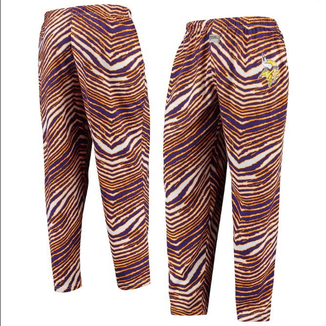 Zubaz NFL Women's Minnesota Vikings Classic Zebra Print Team Logo Pants