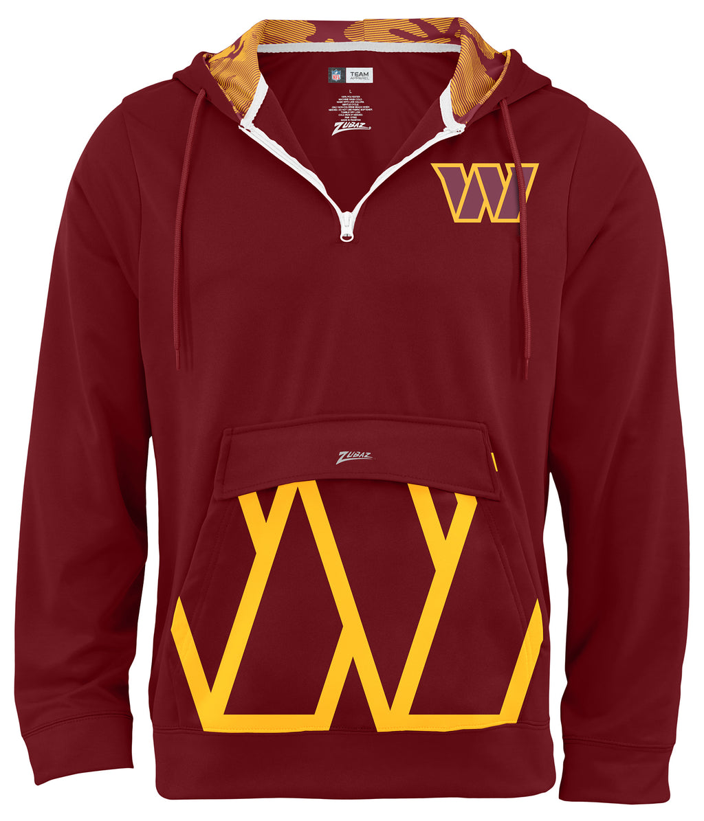 Zubaz NFL Men's 1/4 Zip Big Pocket Team Logo Hoodie Washington Command