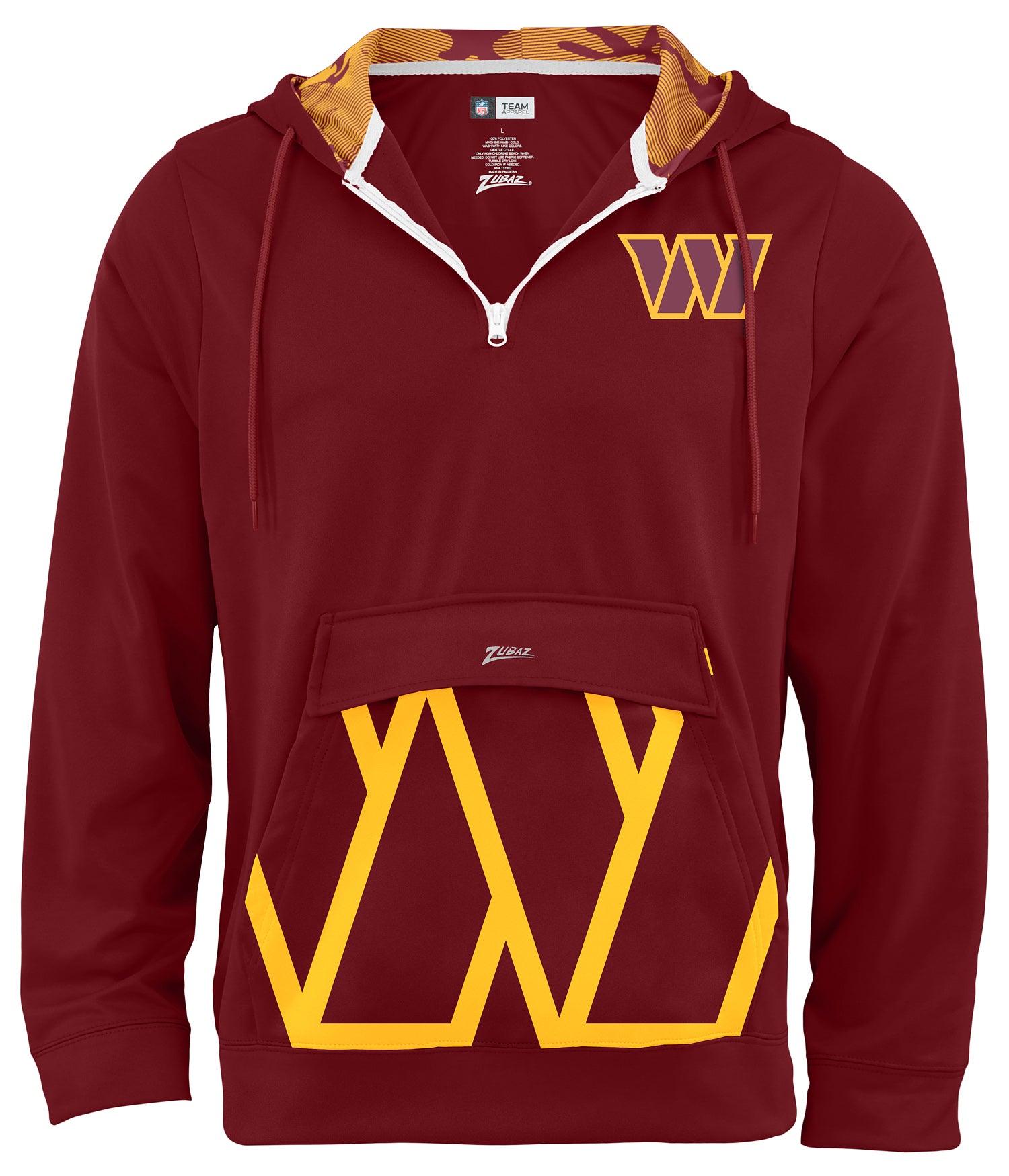 Zubaz NFL Men's 1/4 Zip Big Pocket Team Logo Hoodie Washington Commanders - Official NFL Commanders Zubaz Apparel (1 of 2)