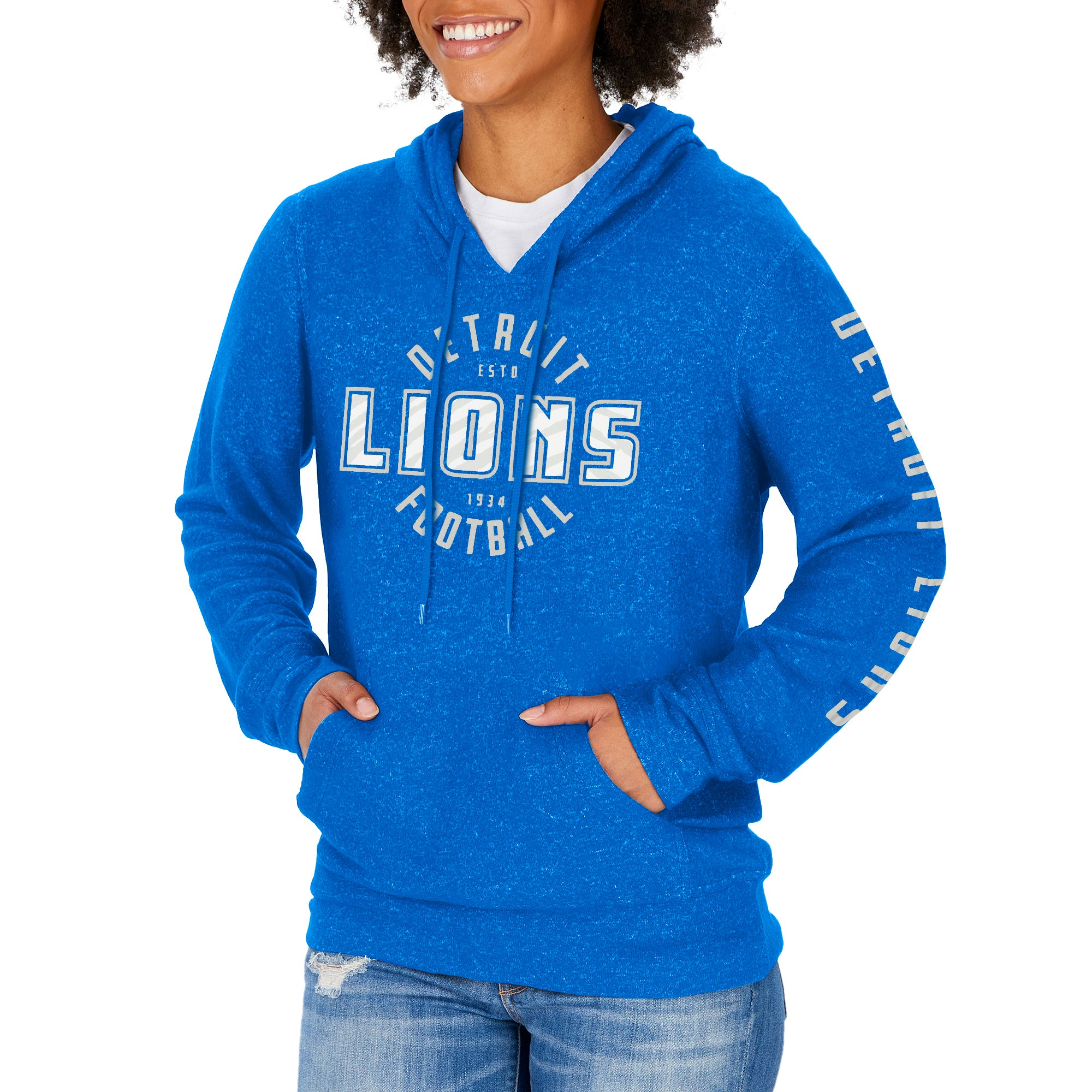 Zubaz NFL Women's Detroit Lions Marled Soft Pullover Hoodie