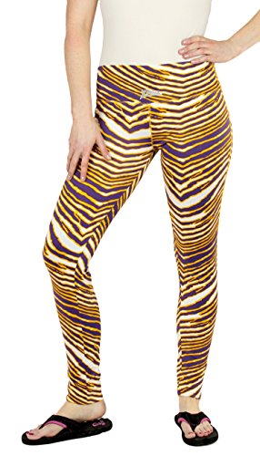 Zubaz NFL Women's Minnesota Vikings Team Color Tiger Print Leggings Pants