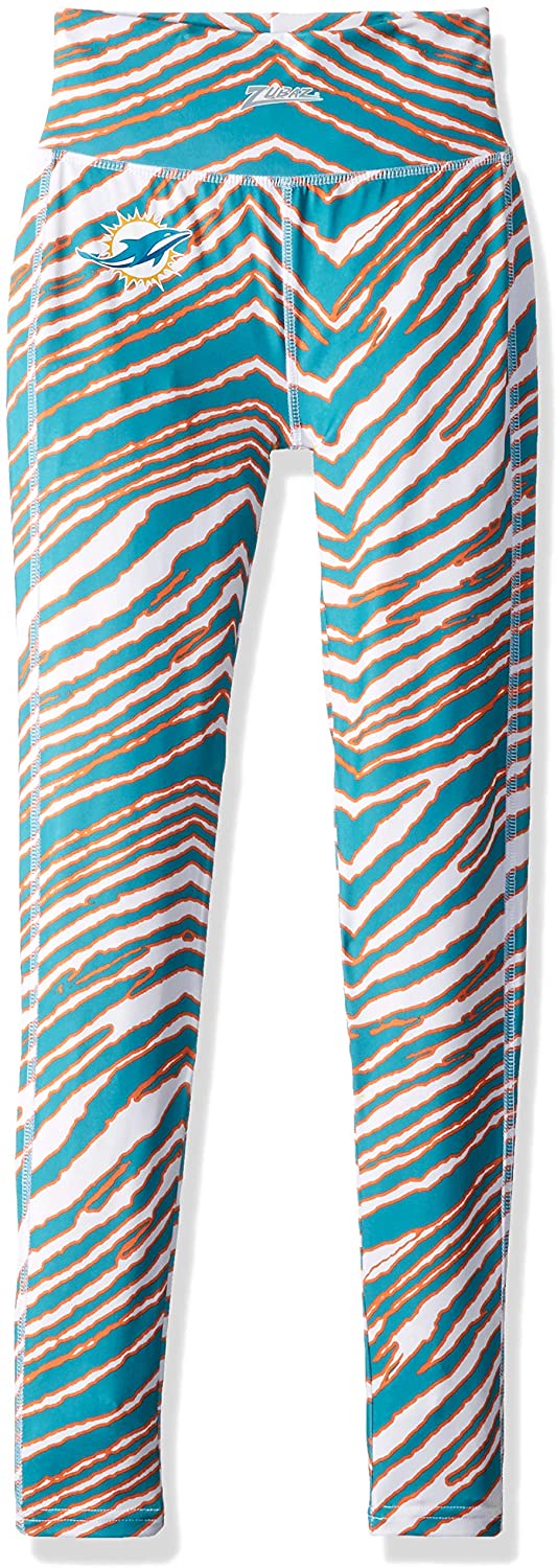 Zubaz Miami Dolphins NFL Women's Zebra Print Legging, Orange/Aqua - Official NFL Dolphins Zubaz Apparel (1 of 5)