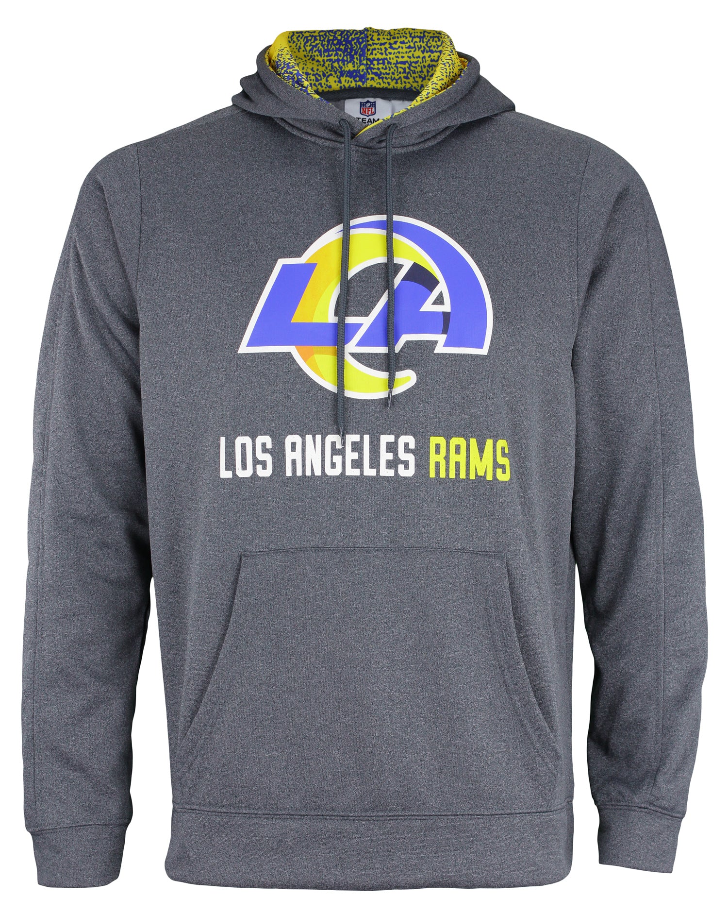 Zubaz NFL Men's Los Angeles Rams Performance Fleece Hoodie, Heather Grey