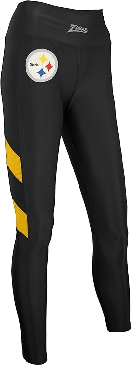 Zubaz Nfl Pittsburgh Steelers Black/Gold 2 Mesh Panels Legging Xl