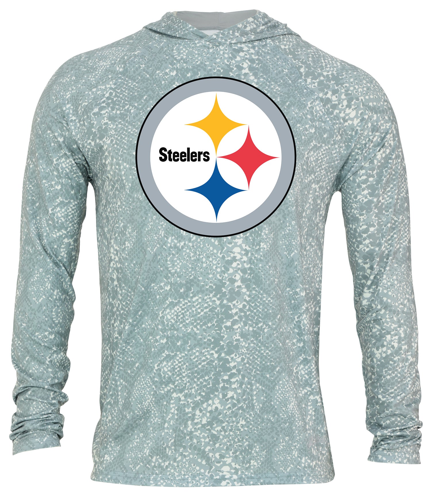 Zubaz NFL Men's Light Weight All Over Post Gray Tonal Hoodie, With Primary Logo, Pittsburgh Steelers - Official NFL Steelers