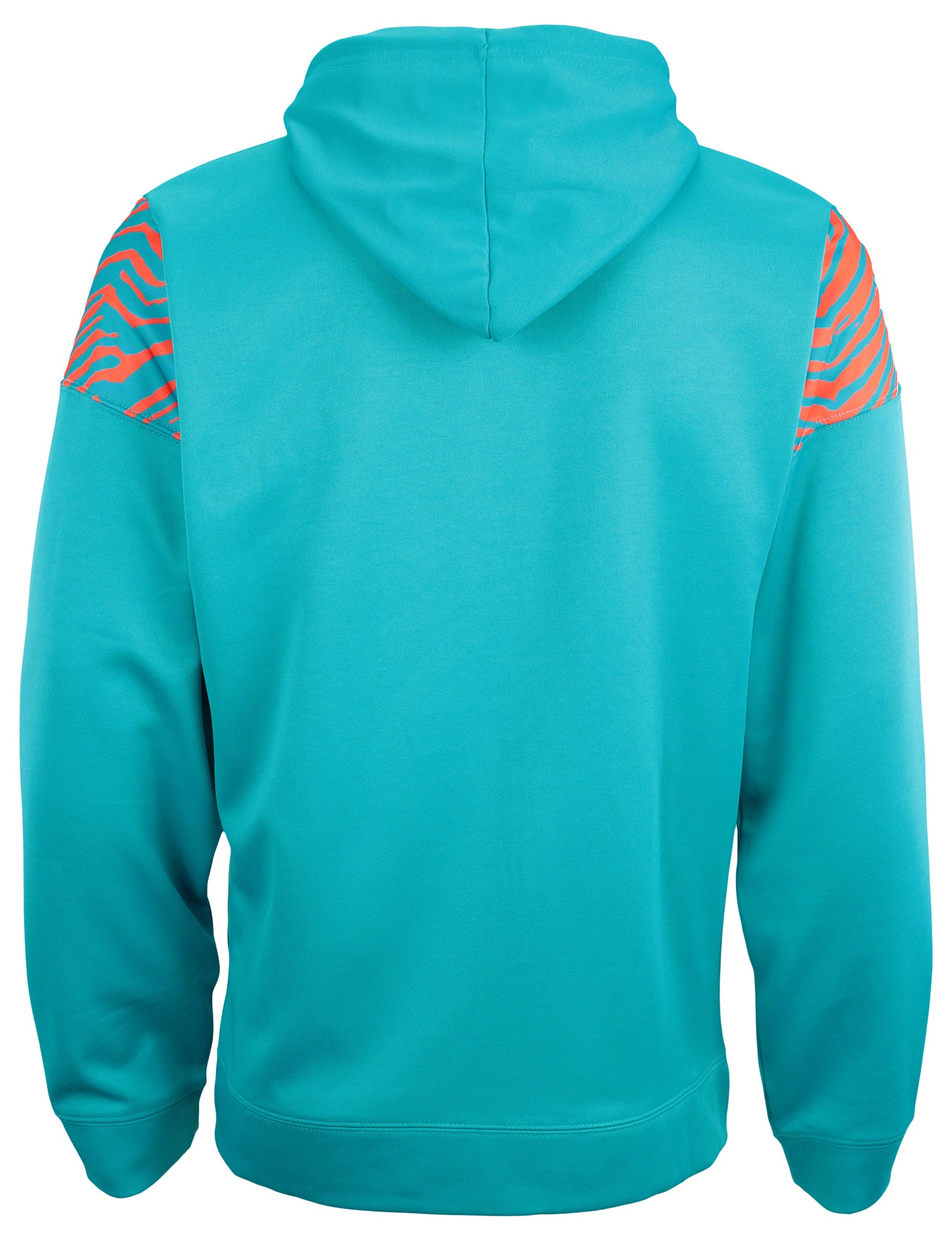 Zubaz Nfl Miami Dolphins Solid Team Color Full Zip Hooded Fleece Poly Sweater With 2-Color Zebra Accent Xx-Large