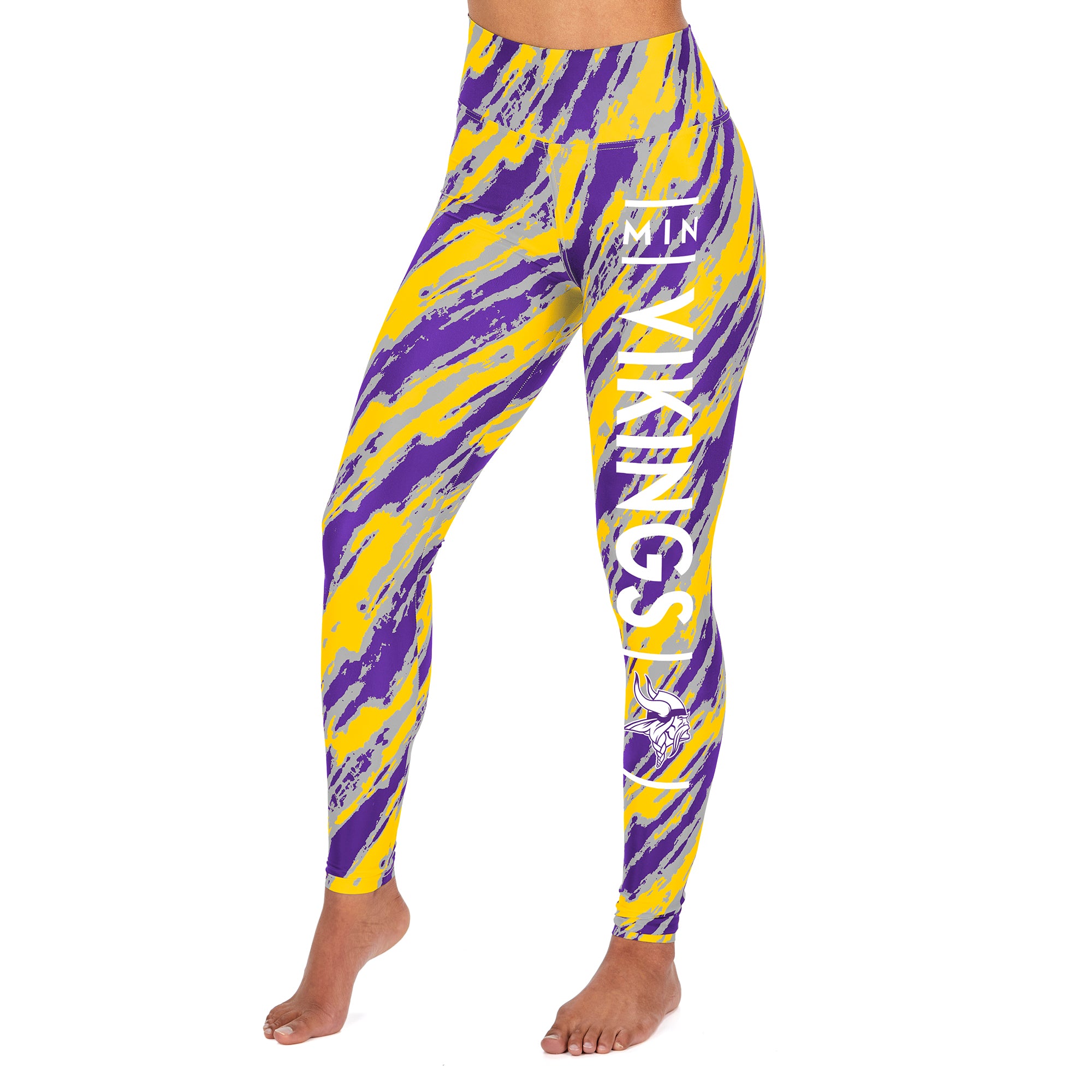 Zubaz NFL Women's Minnesota Vikings Diagonal Streak Leggings