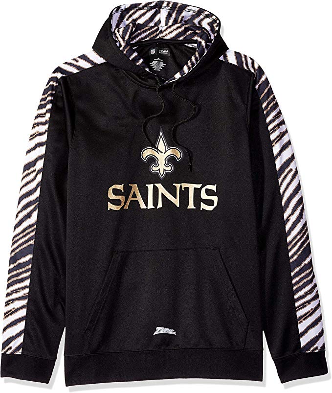 Zubaz NFL Football Men's New Orleans Saints Zebra Accent Solid Hoodie