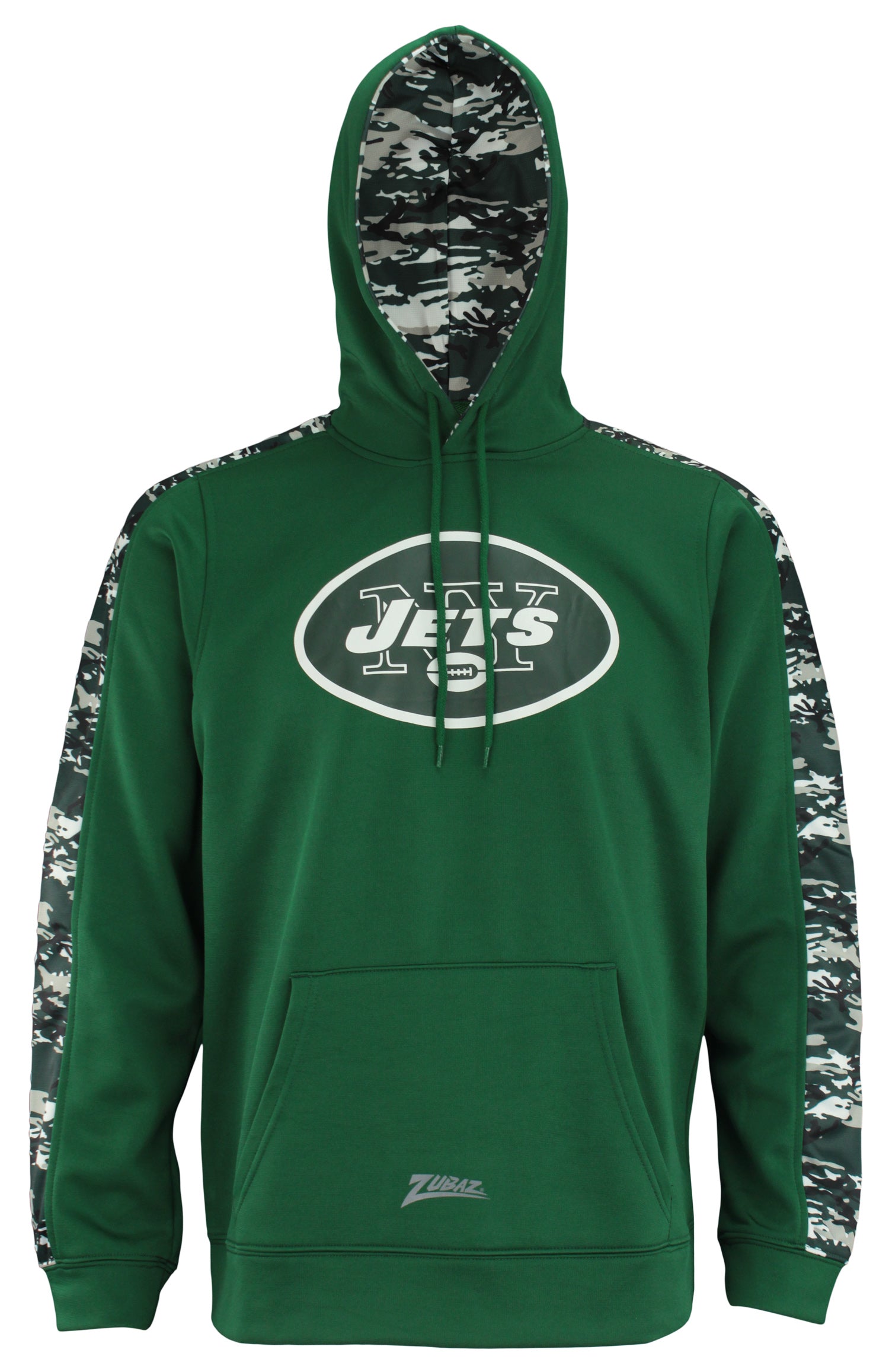 Zubaz NFL Football Men's New York Jets Camo Accents Solid Body Hoodie