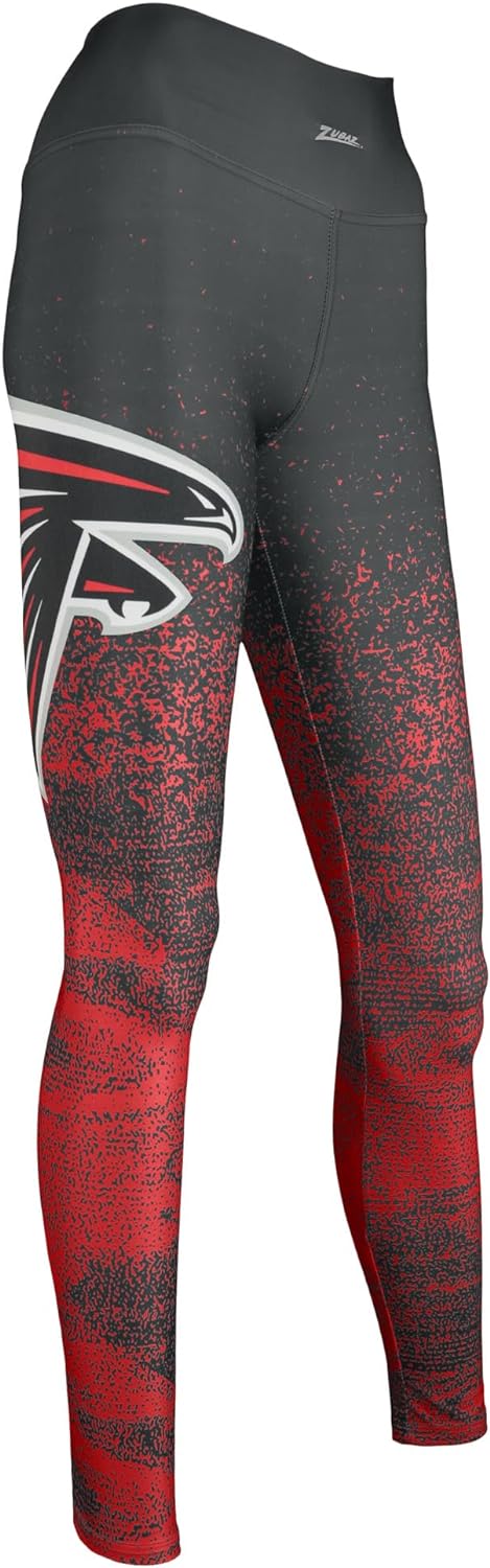Zubaz NFL Women's ATLANTA FALCONS BLACK/SCARLET STATIC FADE LEGGING LG