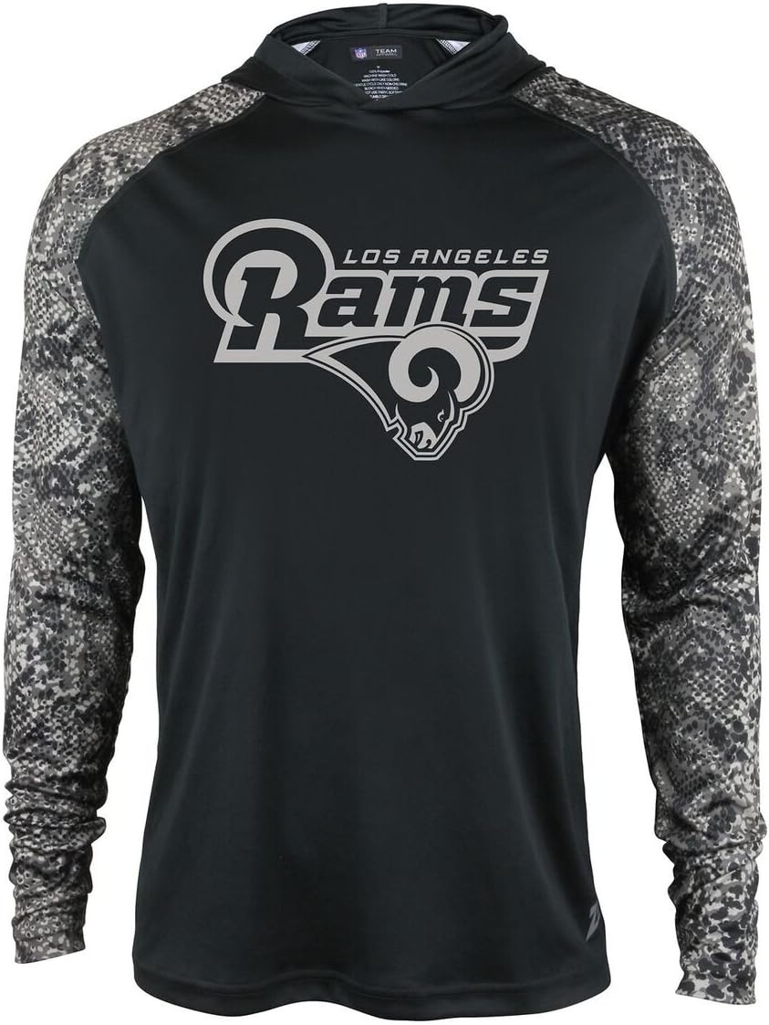 Zubaz NFL MEN'S LOS ANGELES RAMS BLACK POST LIGHT WEIGHT HOODIE