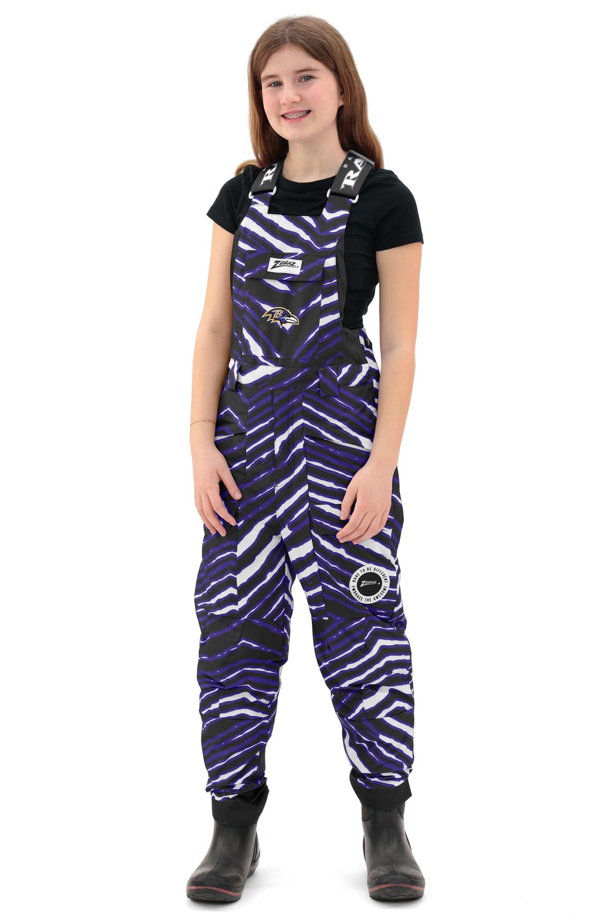 Zubaz NFL New England Patriots Youth Unisex Team Color 3 Color Zebra Blizzard Snow Bib Jr