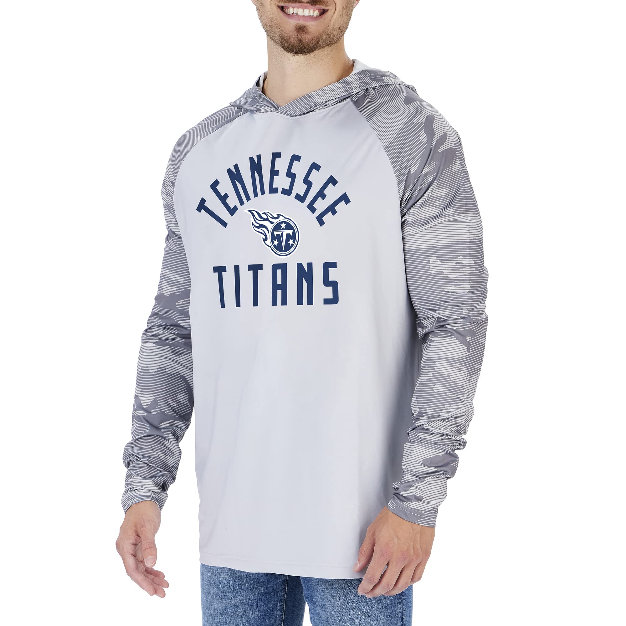 Zubaz Tennessee Titans NFL Men's Grey Hoodie with Tonal Camo Sleeves