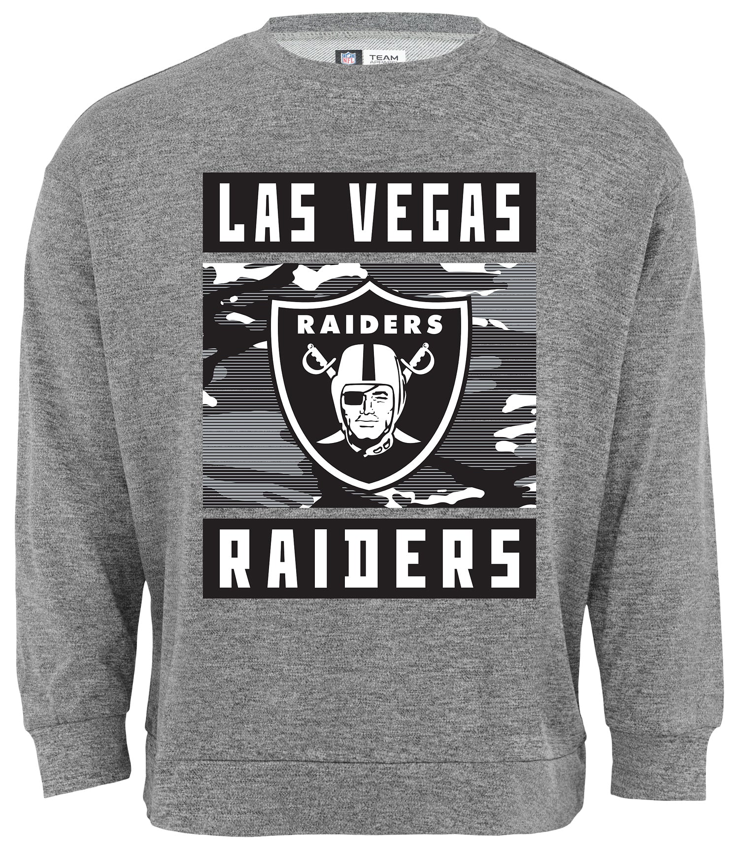 Zubaz NFL Men's Las Vegas Raiders Heather Grey Camo Team Crewneck Sweatshirt - Official NFL Raiders Zubaz Apparel