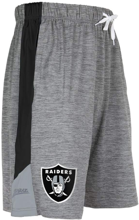 Zubaz NFL Football Men's Oakland Raiders Tonal Gray Space Dye W/Solid Stripe Shorts