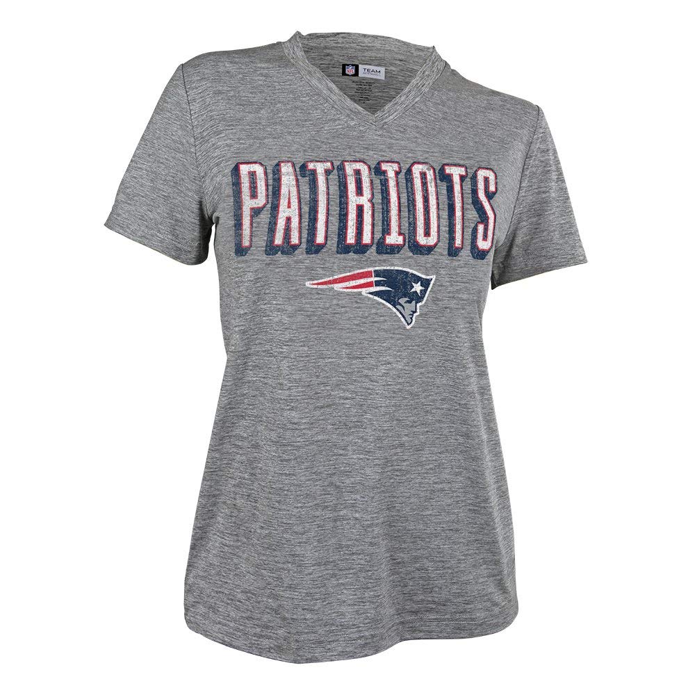 Zubaz NFL Women's New England Patriots Retro Zebra V-Neck T-Shirt