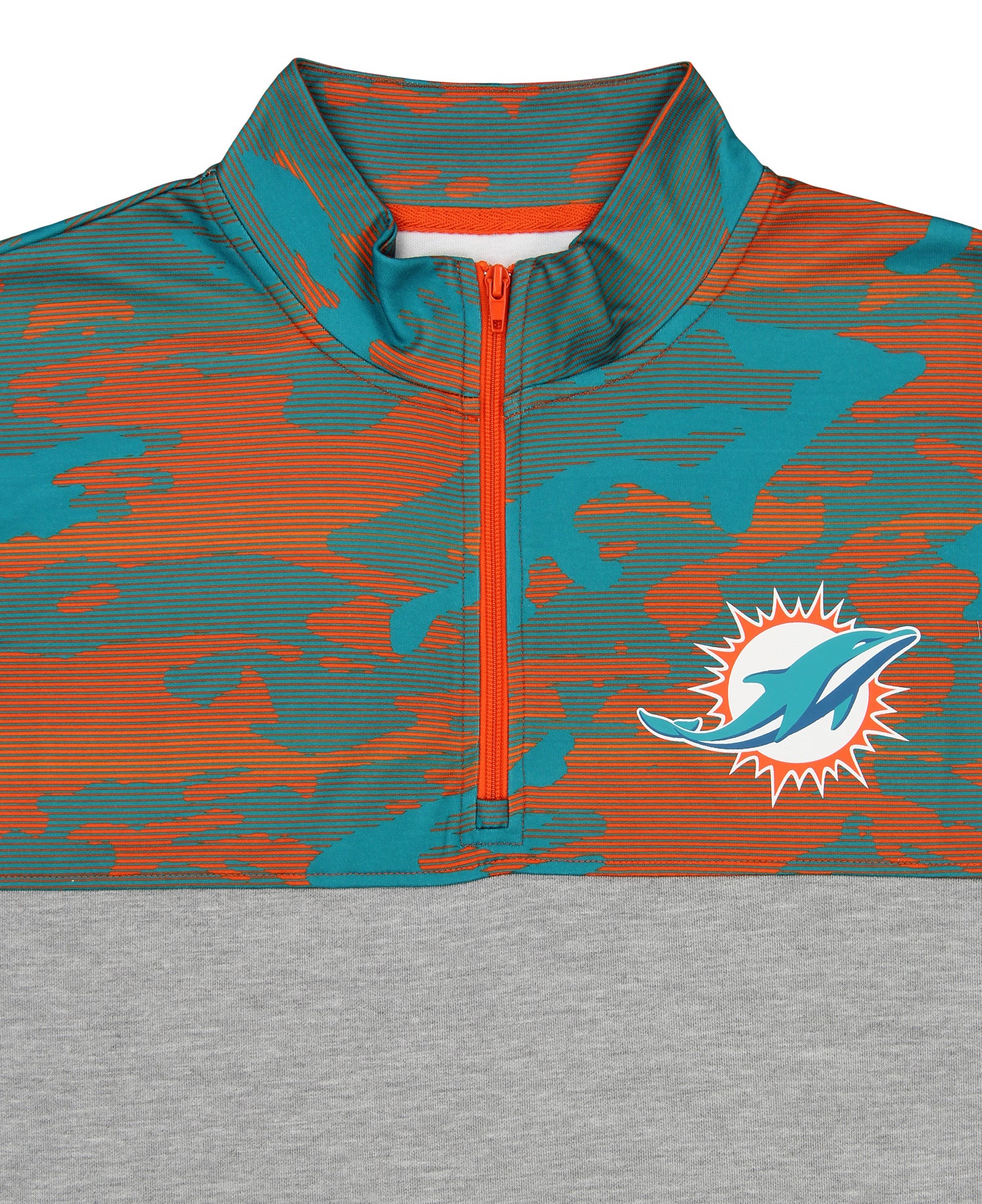 Zubaz Men's NFL Miami Dolphins 1/4 Zip Fleece Pullover with Camo Lines